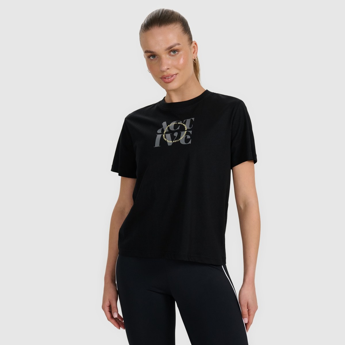 T-shirt s potlačou dámsky - čierny · záber 1