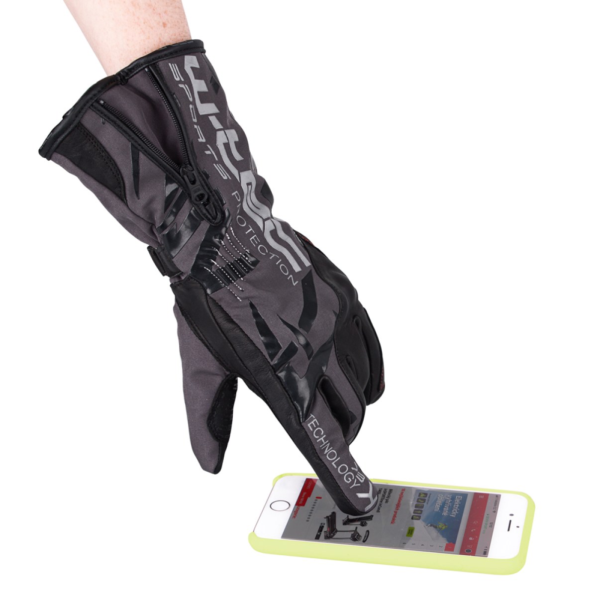 Moto rukavice W-TEC Kaltman - Veľkosť: M | Farba: Sivá · záber 4