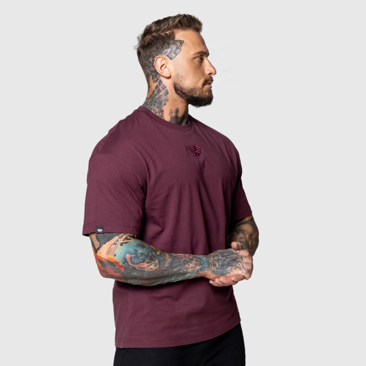 Oversized tričko Iron Aesthetics 3D, bordové · záber 4