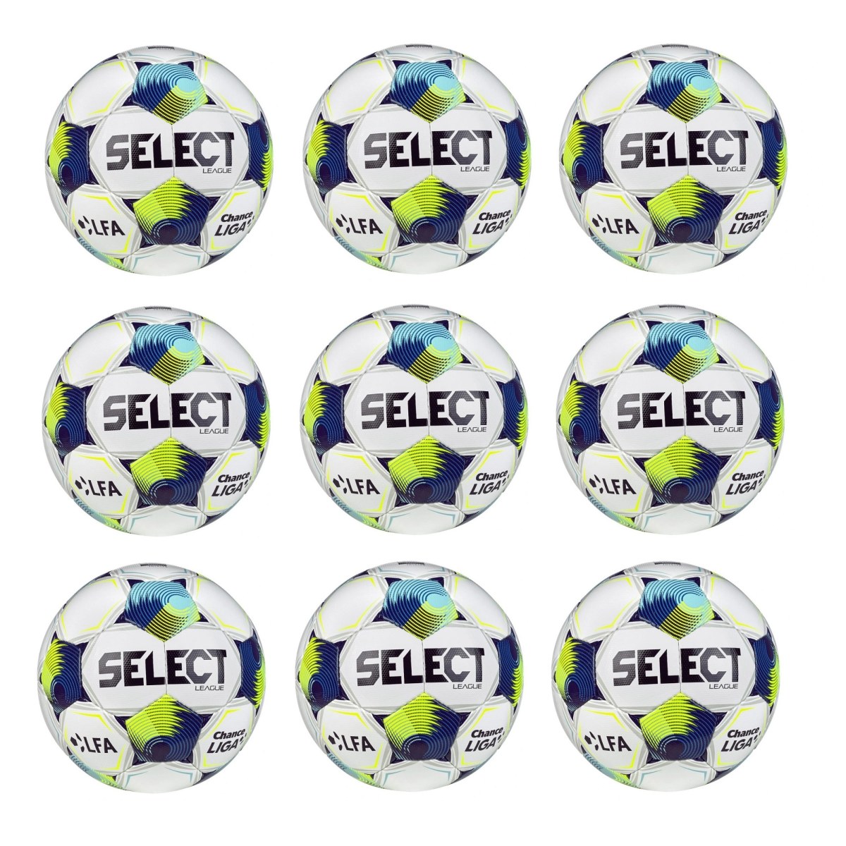 Výhodný set - 9x Futbalová lopta SELECT FB League SK Chance Liga 2025/26 5 bielo-modrá · záber 1