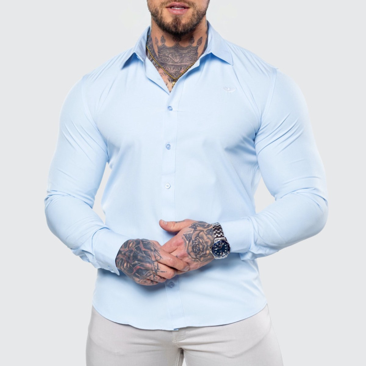 Strečová košeľa Iron Aesthetics Slim Stretch, svetlomodrá · záber 2
