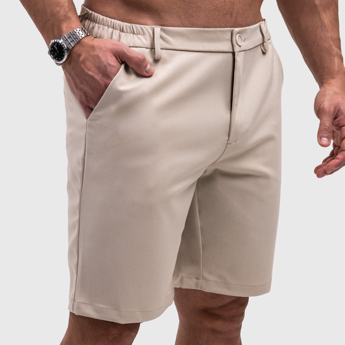 Pánske kraťasy Iron Aesthetics Chino Flex, béžové · záber 4