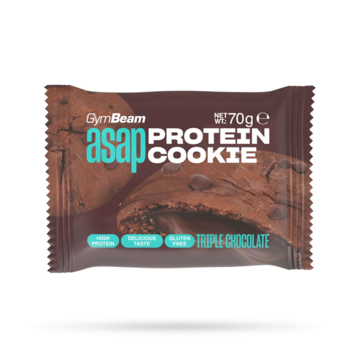 GymBeam ASAP Protein Cookie trojitá čokoláda - Príchuť: Trojitá čokoláda | Hmotnosť: 0,07 kg | Balenie: 10 · záber 1