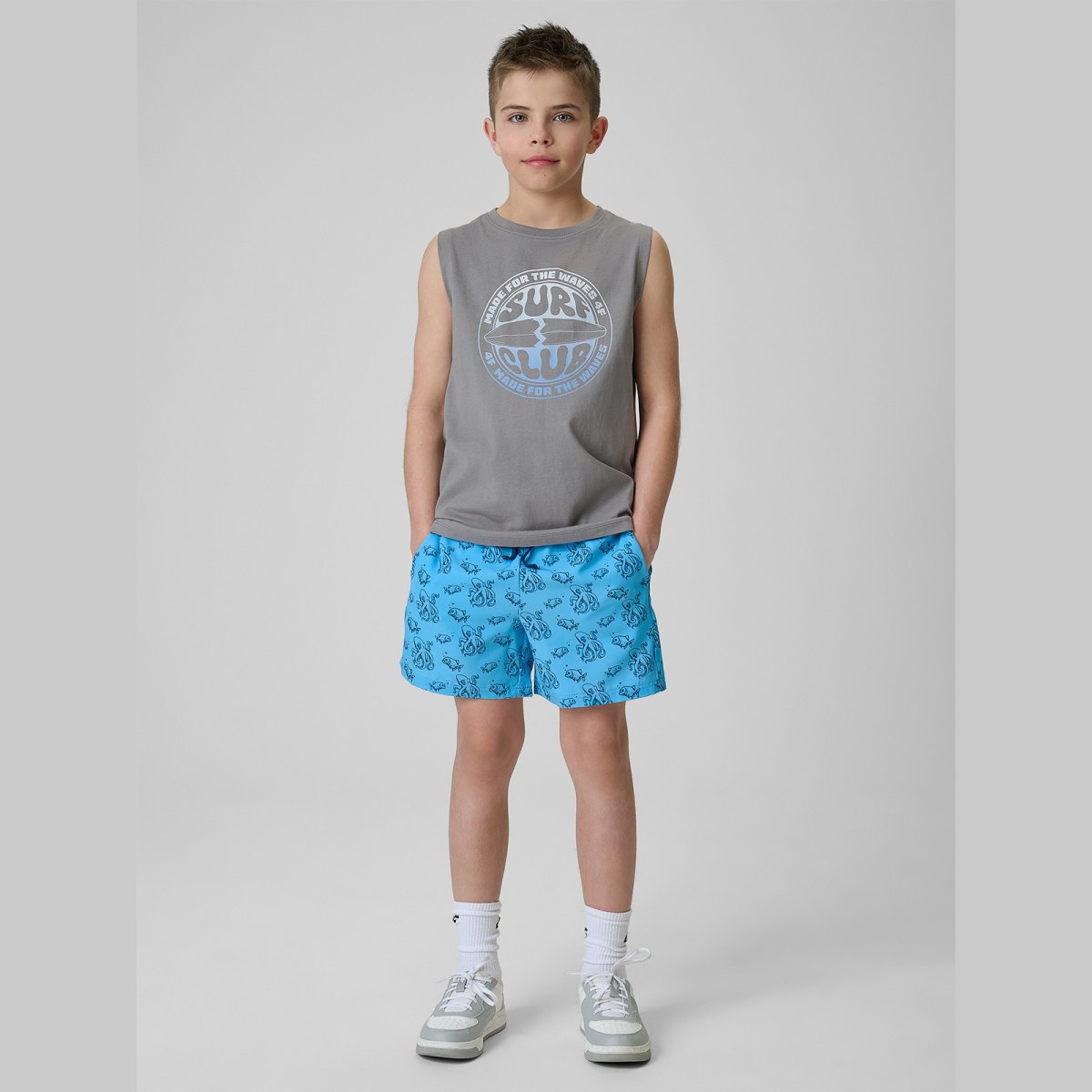 Plážové boardshorty chlapčenské - modré · záber 3