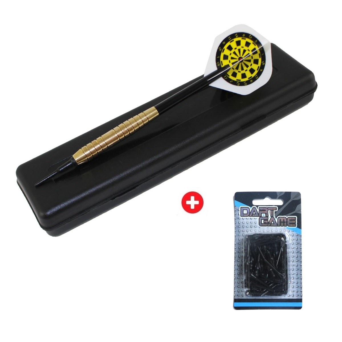 Akčný set - šípky MASTER Virgin Brass 3ks - softip 18g + 50 ks hrotov MASTER Keypoint soft 2ba · záber 1