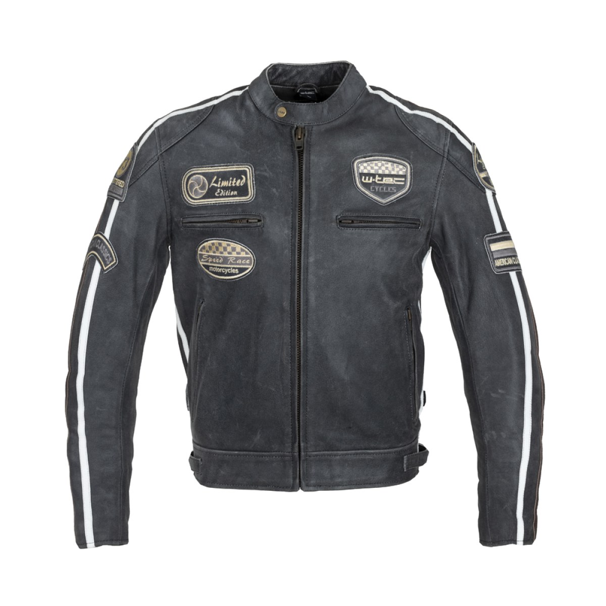 Pánska kožená moto bunda W-TEC Dark Vintage - Veľkosť: 4XL | Farba: Sivá · záber 1