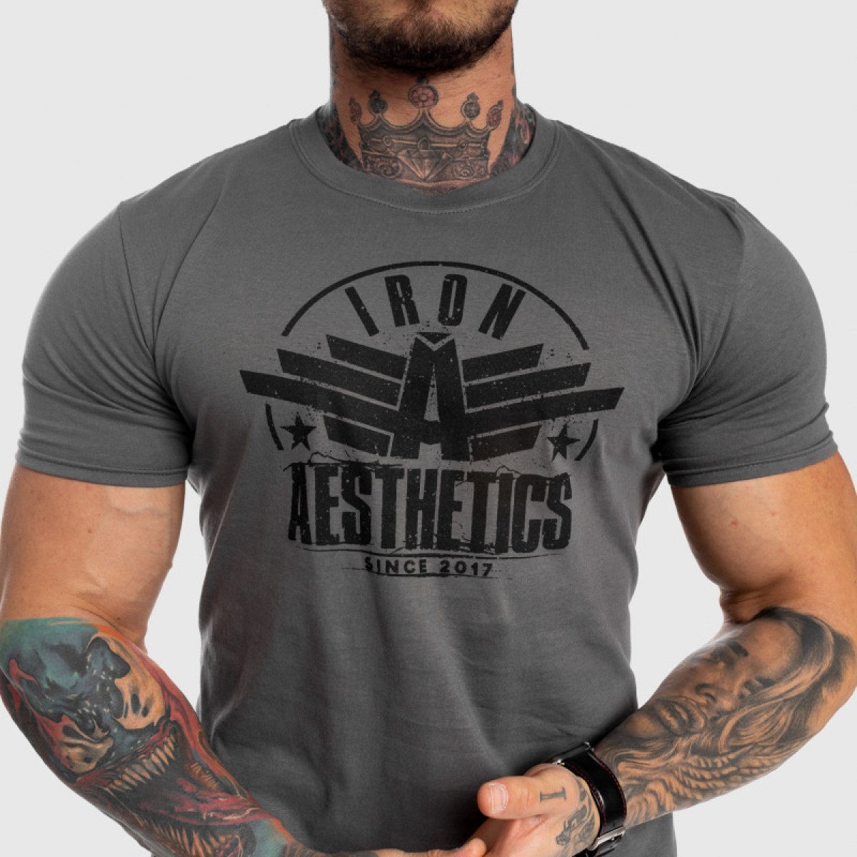 Pánske fitness tričko Iron Aesthetics Force, sivé · záber 3