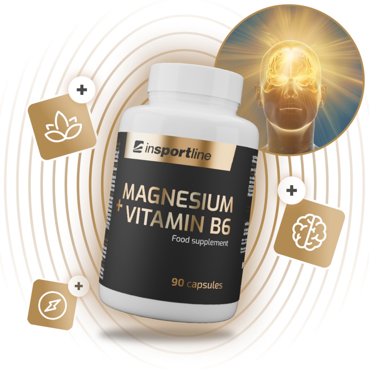 Výživový doplnok inSPORTline Magnesium+Vitamin B6, 90 kapsúl · záber 1