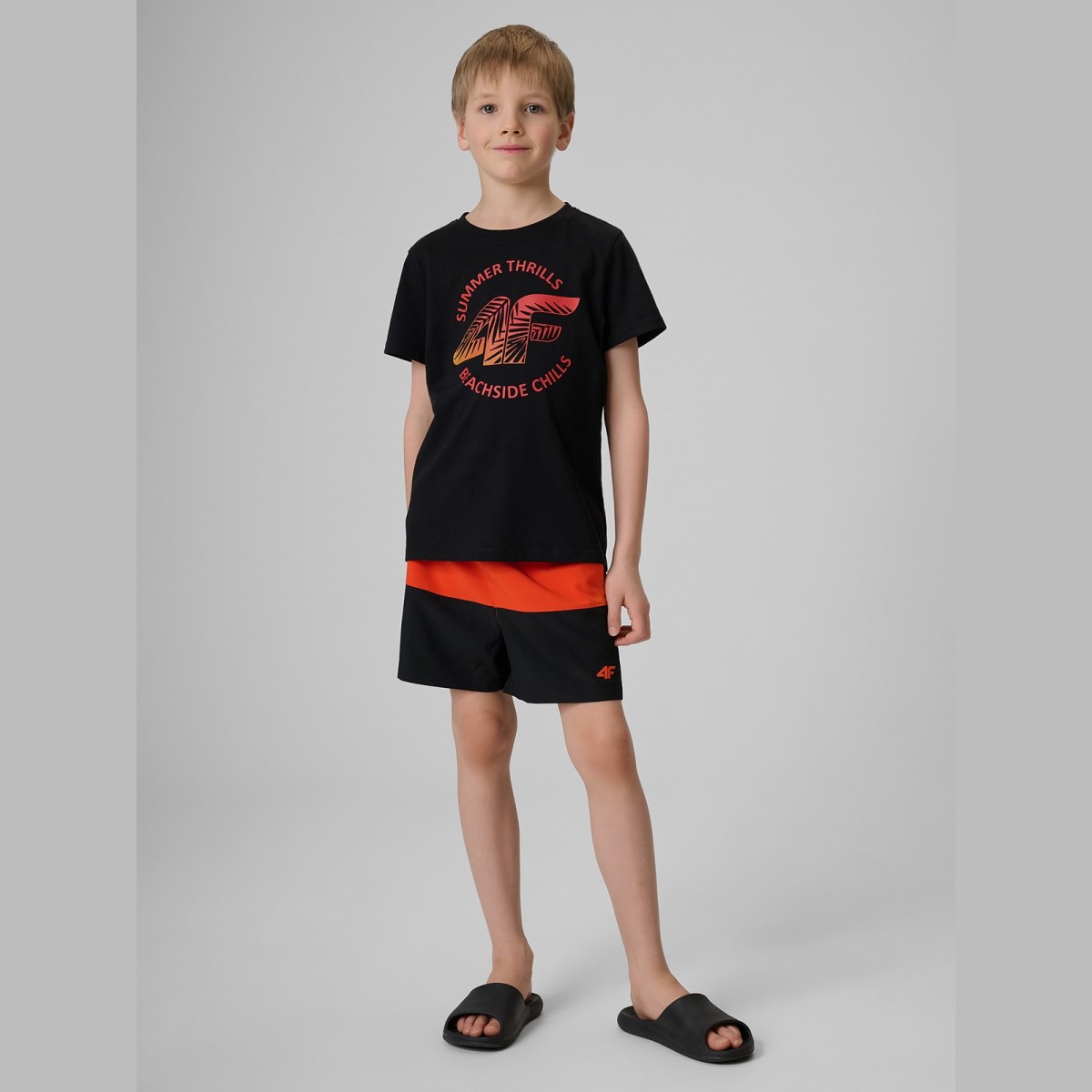 T-shirt loose s potlačou chlapčenský - čierny · záber 12