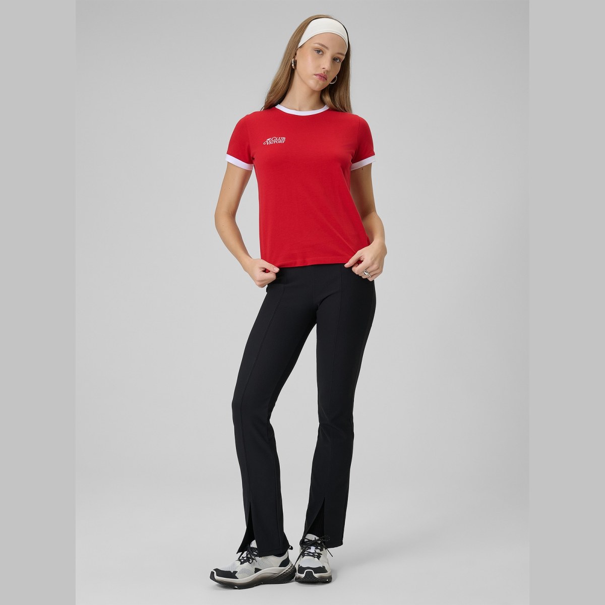 T-shirt regular s potlačou dámsky - červený · záber 2