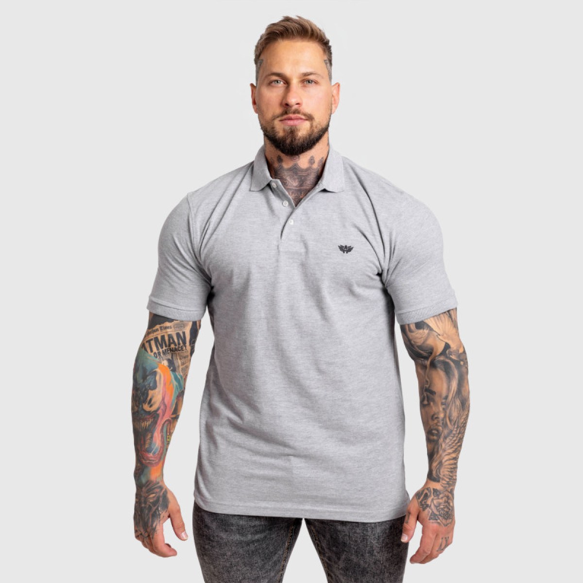 Pánske polo tričko Iron Aesthetics Pique, sivé · záber 1