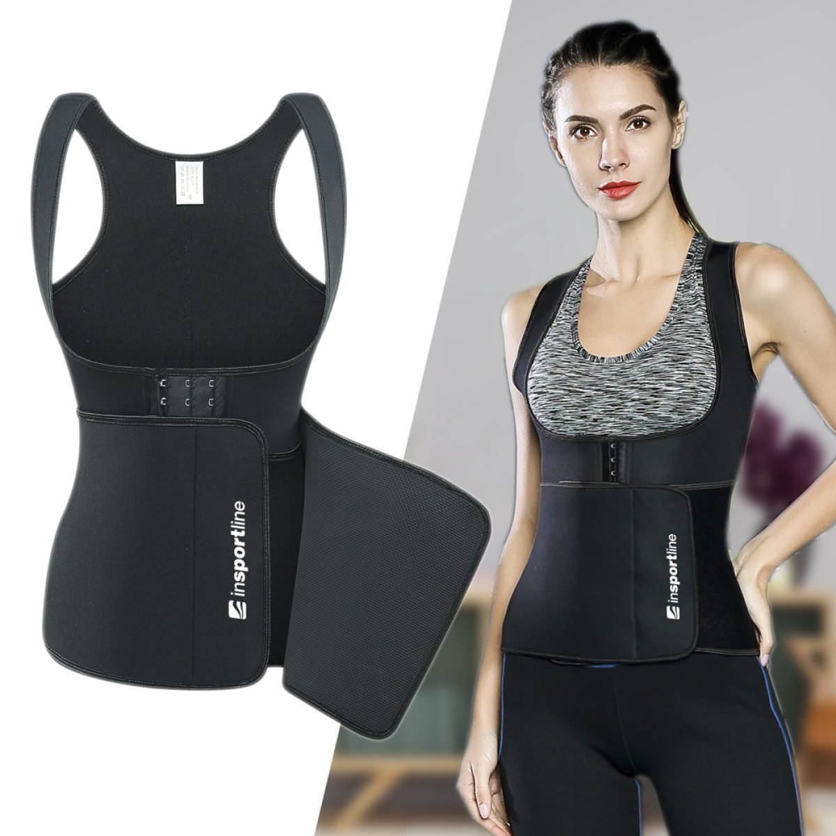 Fitness korzet inSPORTline Corbeam - Veľkosť: S | Farba: Čierna · záber 1