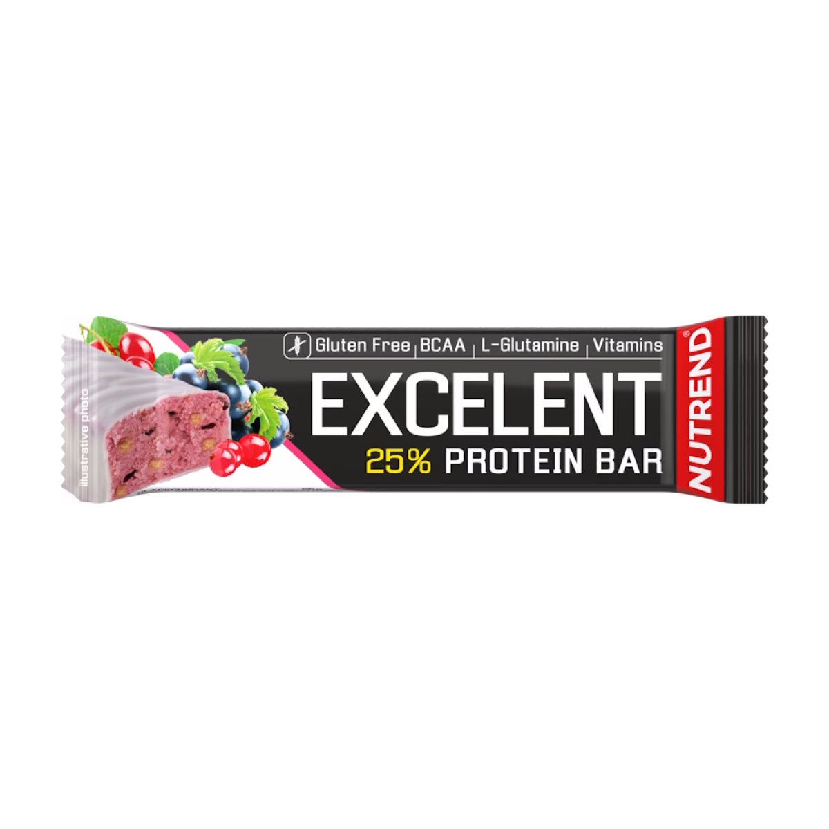 Nutrend EXCELENT protein bar 85g čierna ríbezľa s brusnicami · záber 1