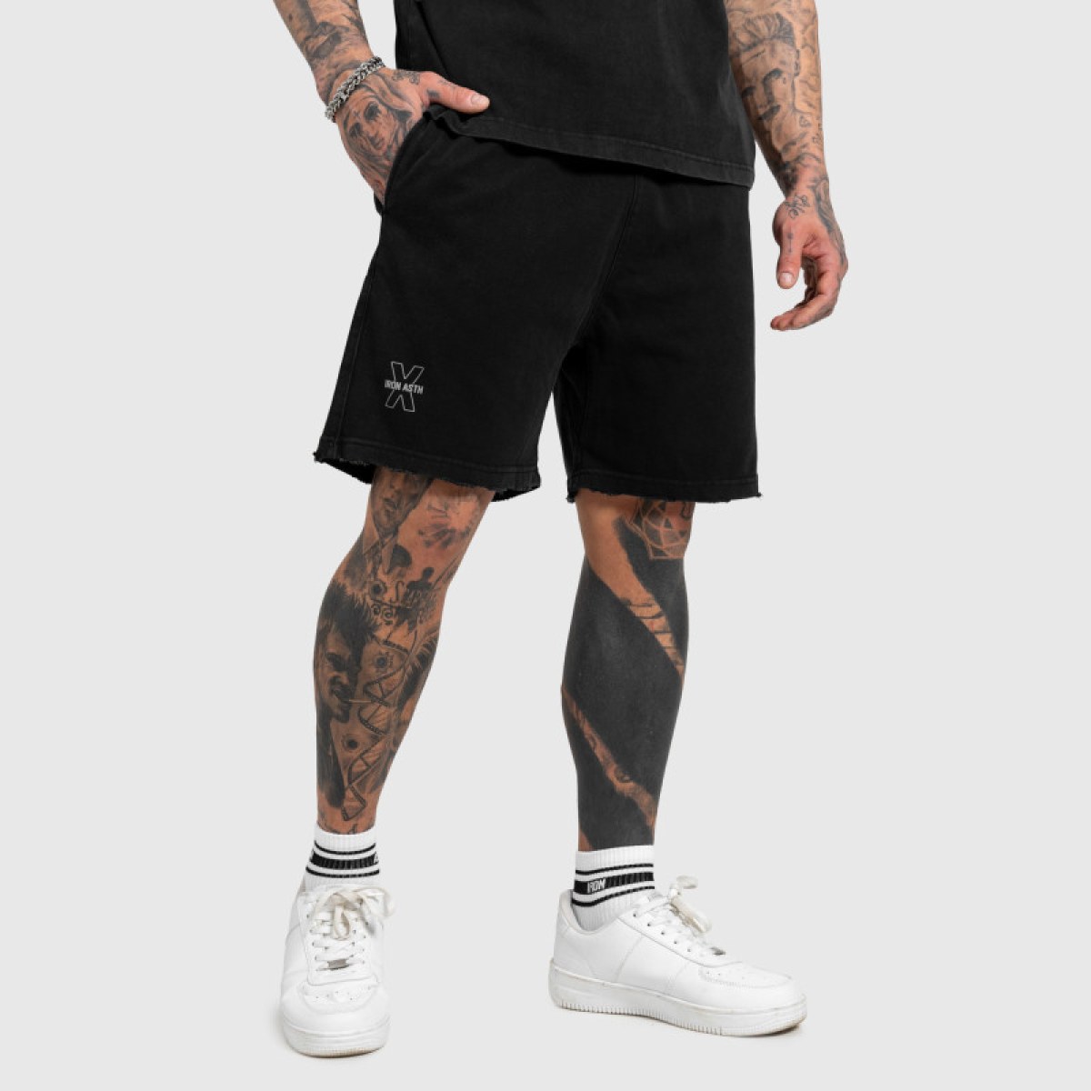 Pánske kraťasy Iron Aesthetics X Washed, čierne · záber 5
