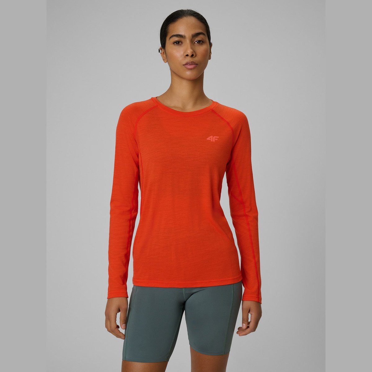 Trekkingové merino longsleeve dámske - oranžové · záber 1