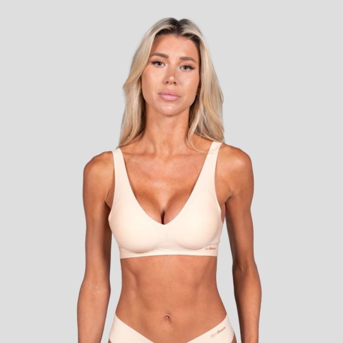 GymBeam Bezšvová podprsenka Comfy Beige XS · záber 1