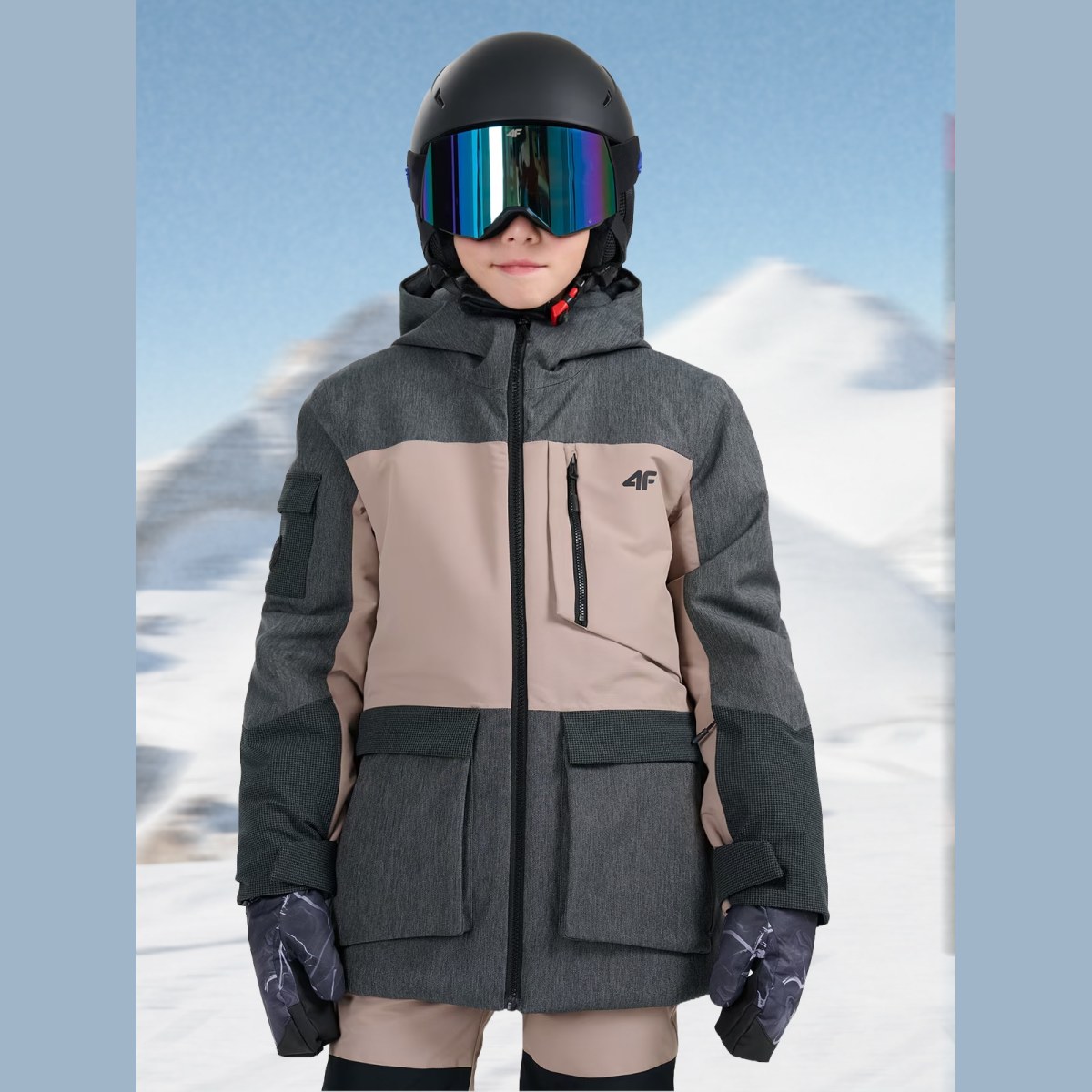 Snowboardová bunda membrána 10000 detská - hnedá · záber 1