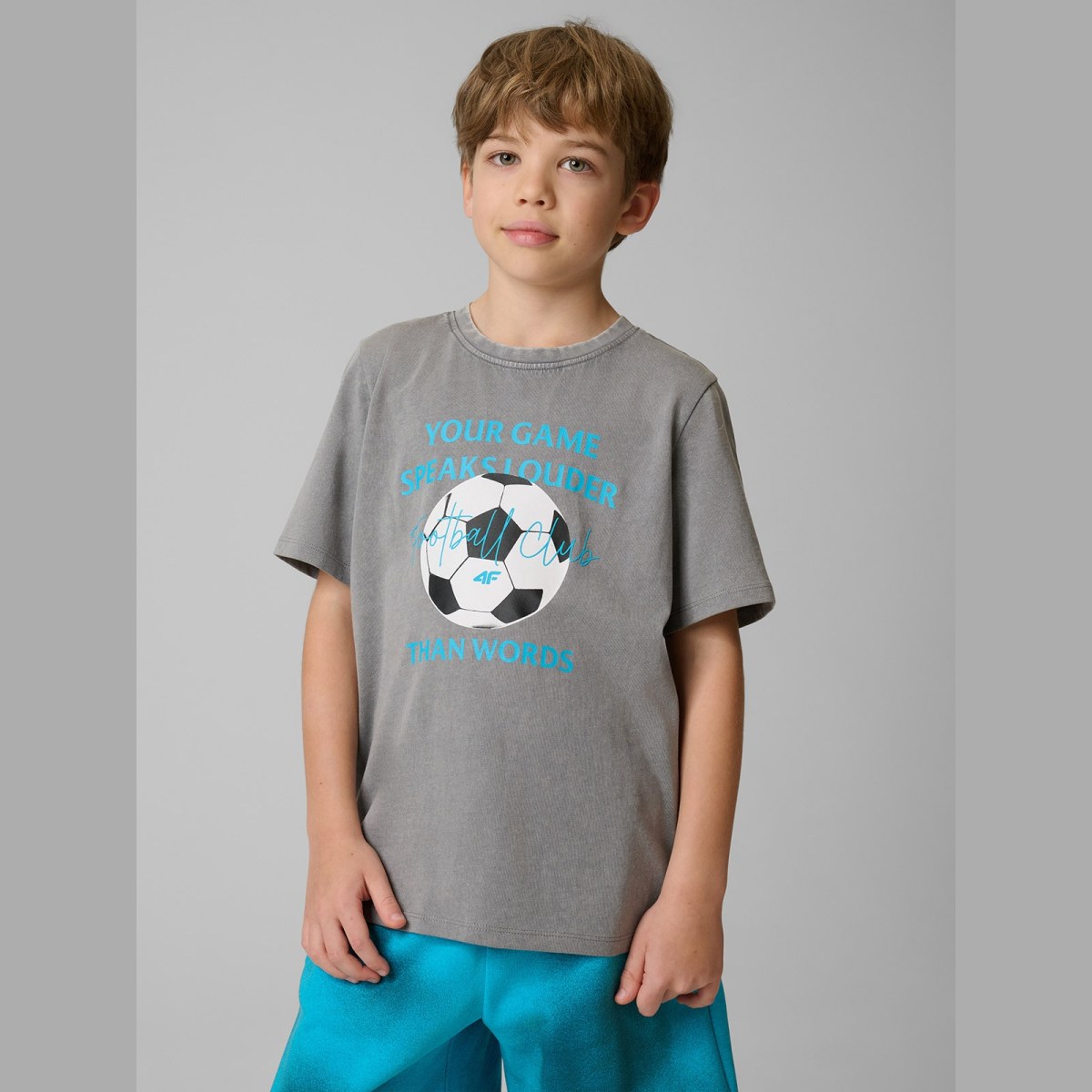 T-shirt regular s potlačou chlapčenský - sivý · záber 1