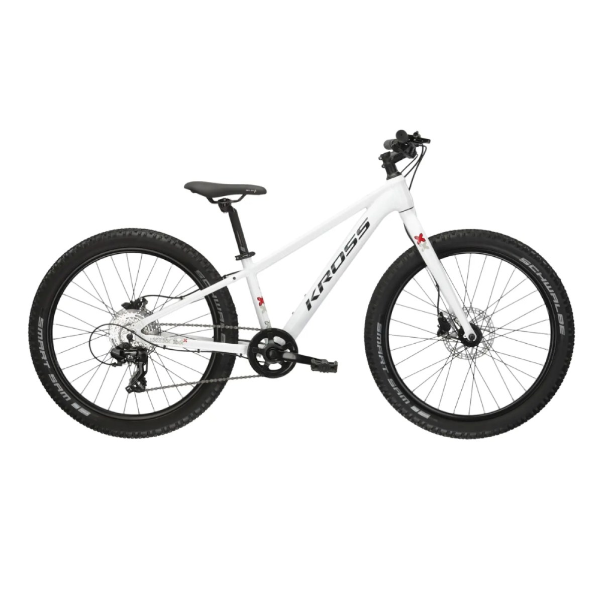 Kross Level JR 2.0 24" - model 2025 biela / čierna / lesk - S (12", 130-150 cm) · záber 1