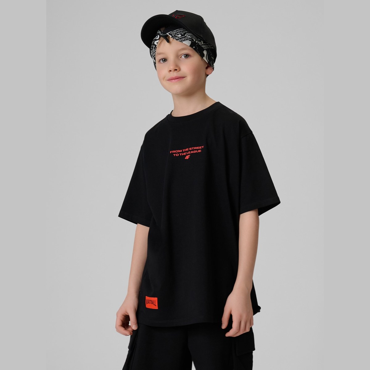 T-shirt loose s potlačou chlapčenský - čierny · záber 2