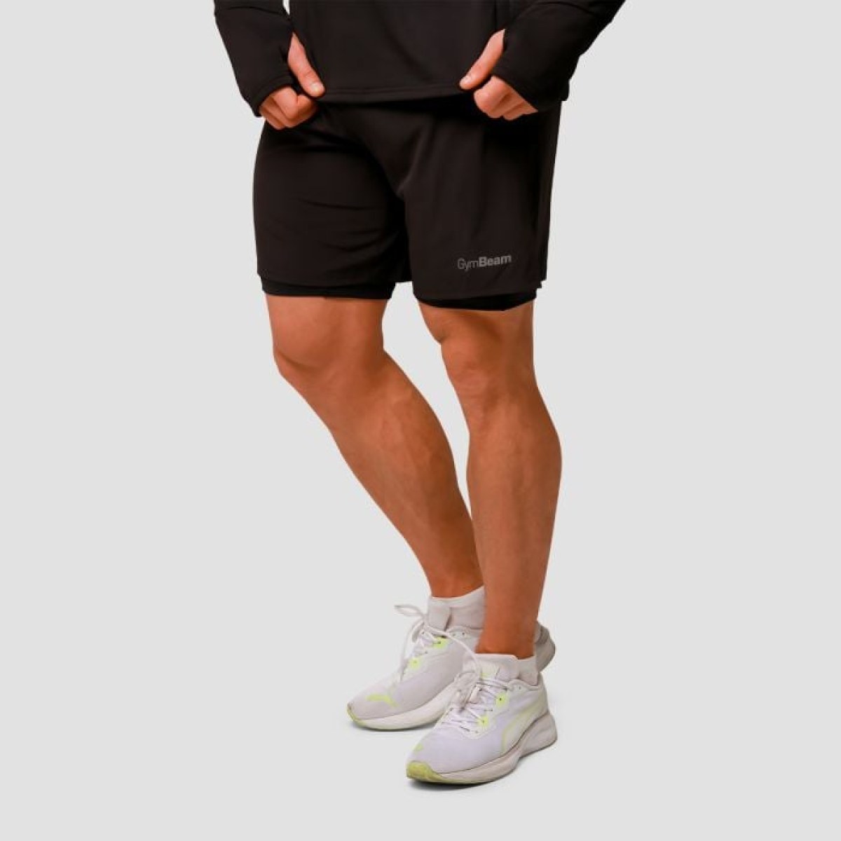 GymBeam Bežecké šortky 2in1 Pulse Black - GymBeam SS · záber 1