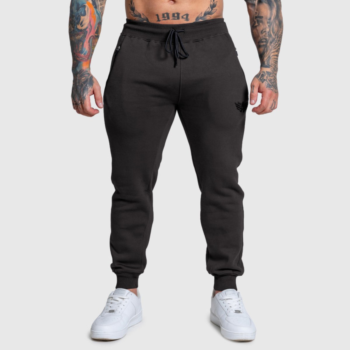 Jogger tepláky Iron Aesthetics Round, sivé · záber 2