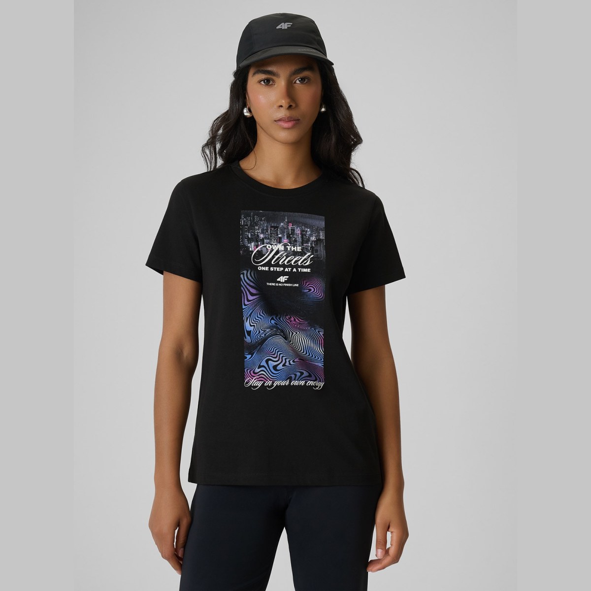 T-shirt regular s potlačou dámsky - čierny · záber 7