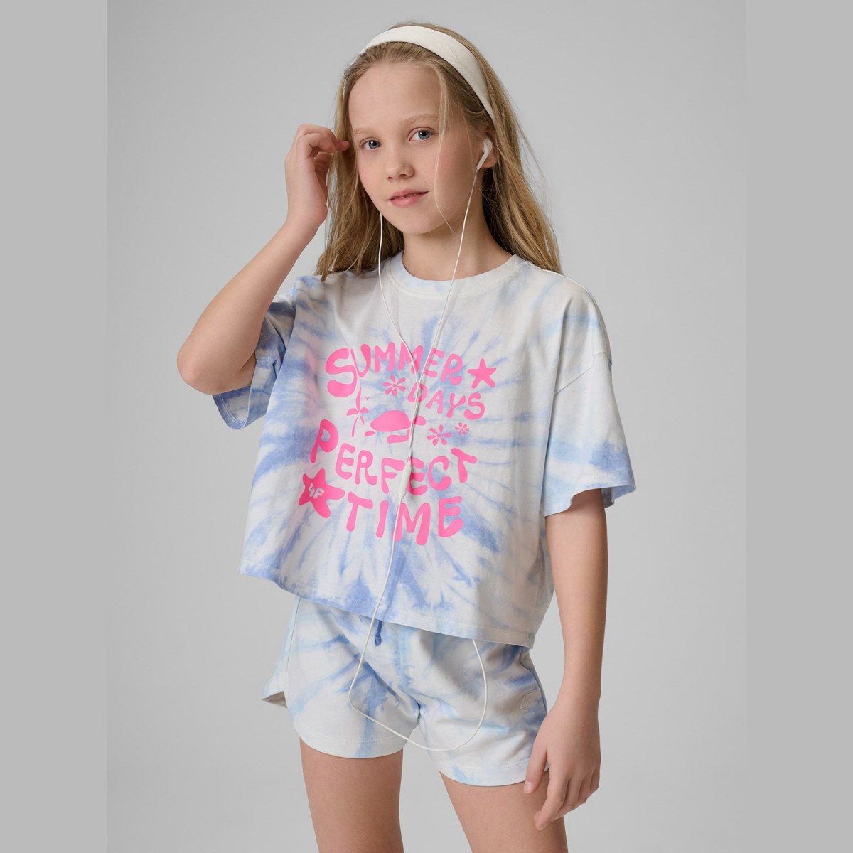 T-shirt loose s potlačou dievčenský - modrý · záber 1