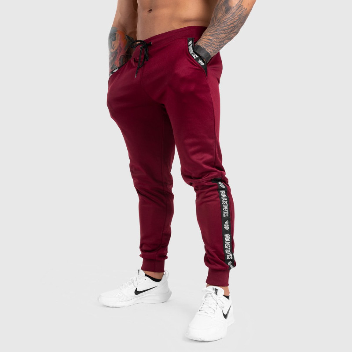 Jogger tepláky Iron Aesthetics Partial, bordové · záber 3