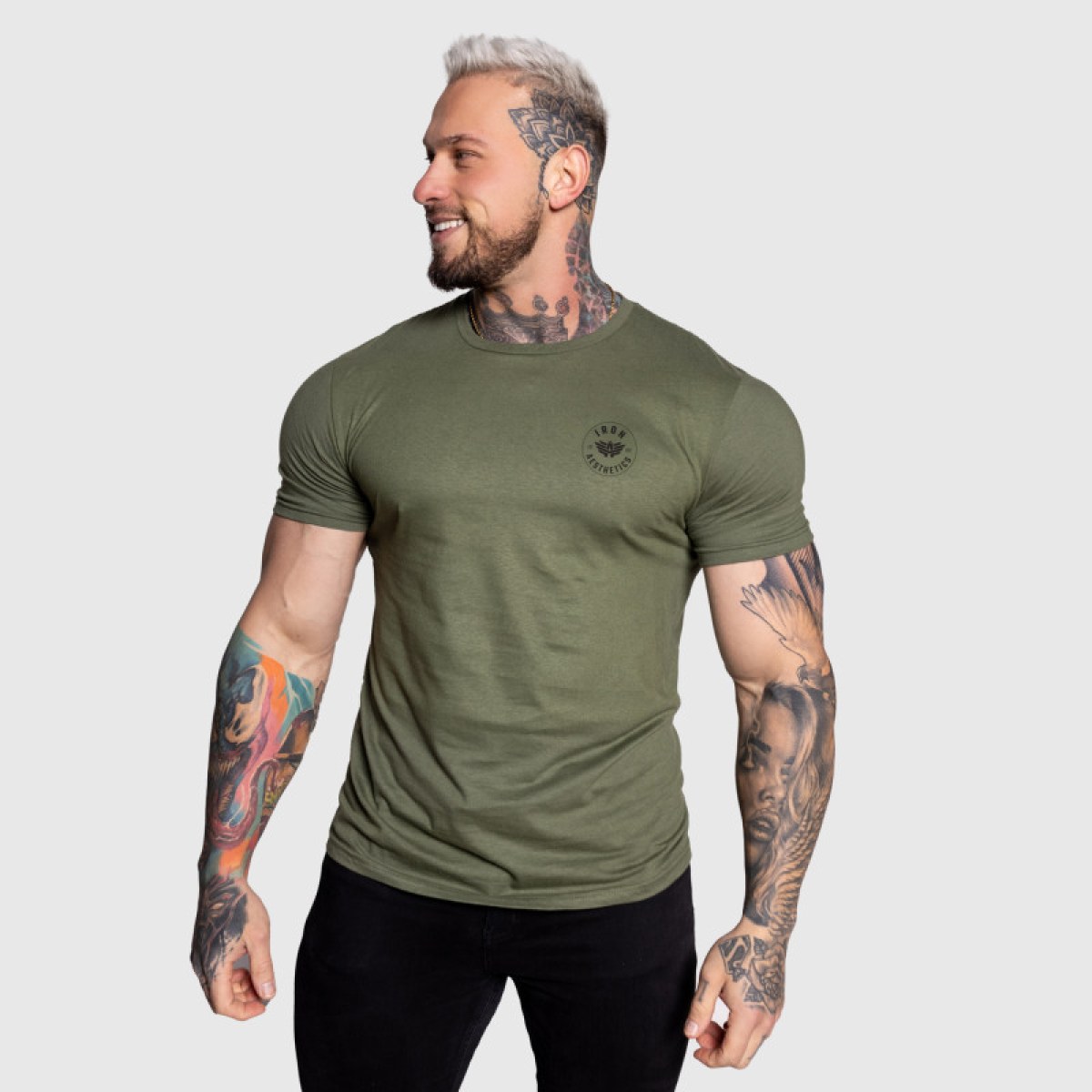 Pánske športové tričko Iron Aesthetics Circle, vojenská zelená · záber 1