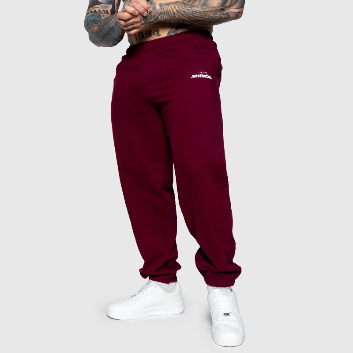 Oversized tepláky Iron Aesthetics Relaxed, bordové · záber 2