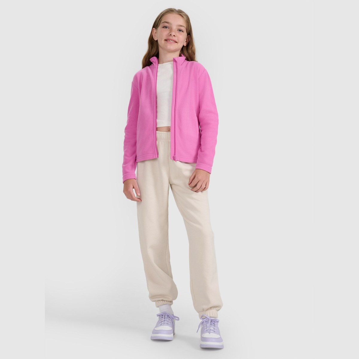 Dievčenský fleece s golierom slim - ružový · záber 2