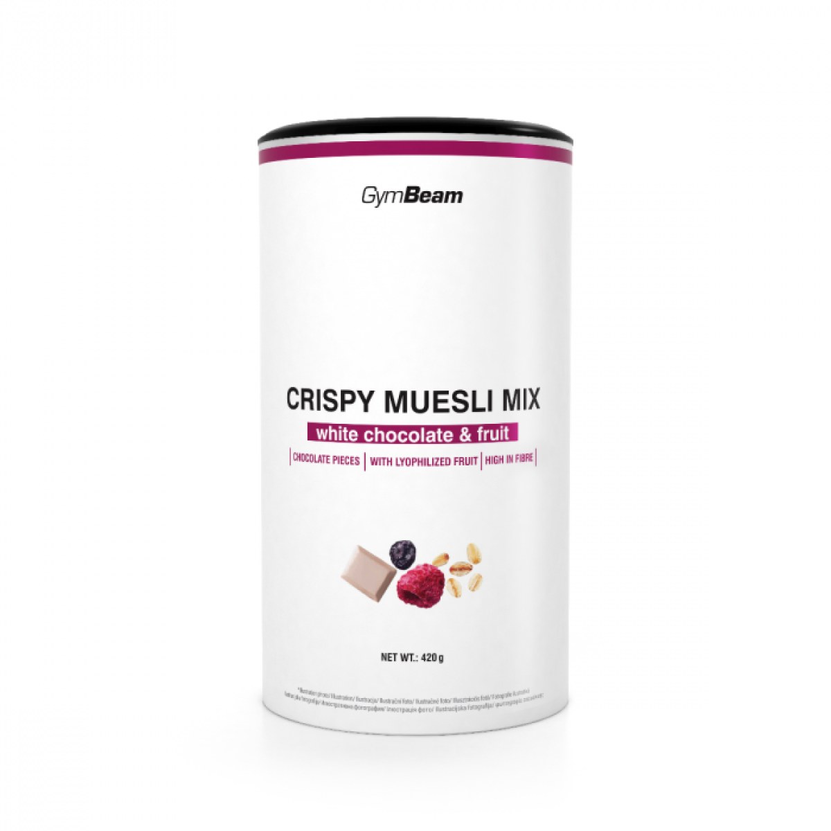 GymBeam Crispy Muesli Mix biela čokoláda ovocie · záber 1