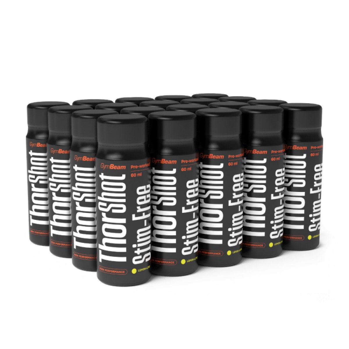 GymBeam Thor Stim-free shot citrón limetka - Príchuť: Citrón limetka | Hmotnosť: 1,2 kg | Objem: 20 x 60 ml · záber 1