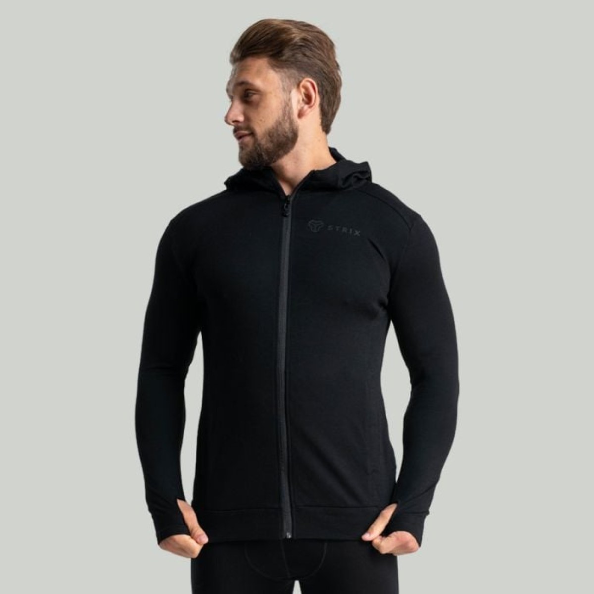 STRIX Mikina so zipsom MERINO I Black SS · záber 1
