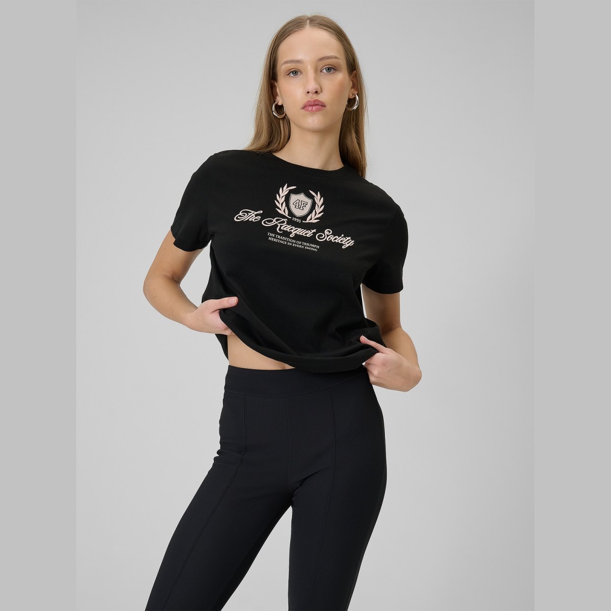 T-shirt boxy s potlačou dámsky - čierny · záber 3