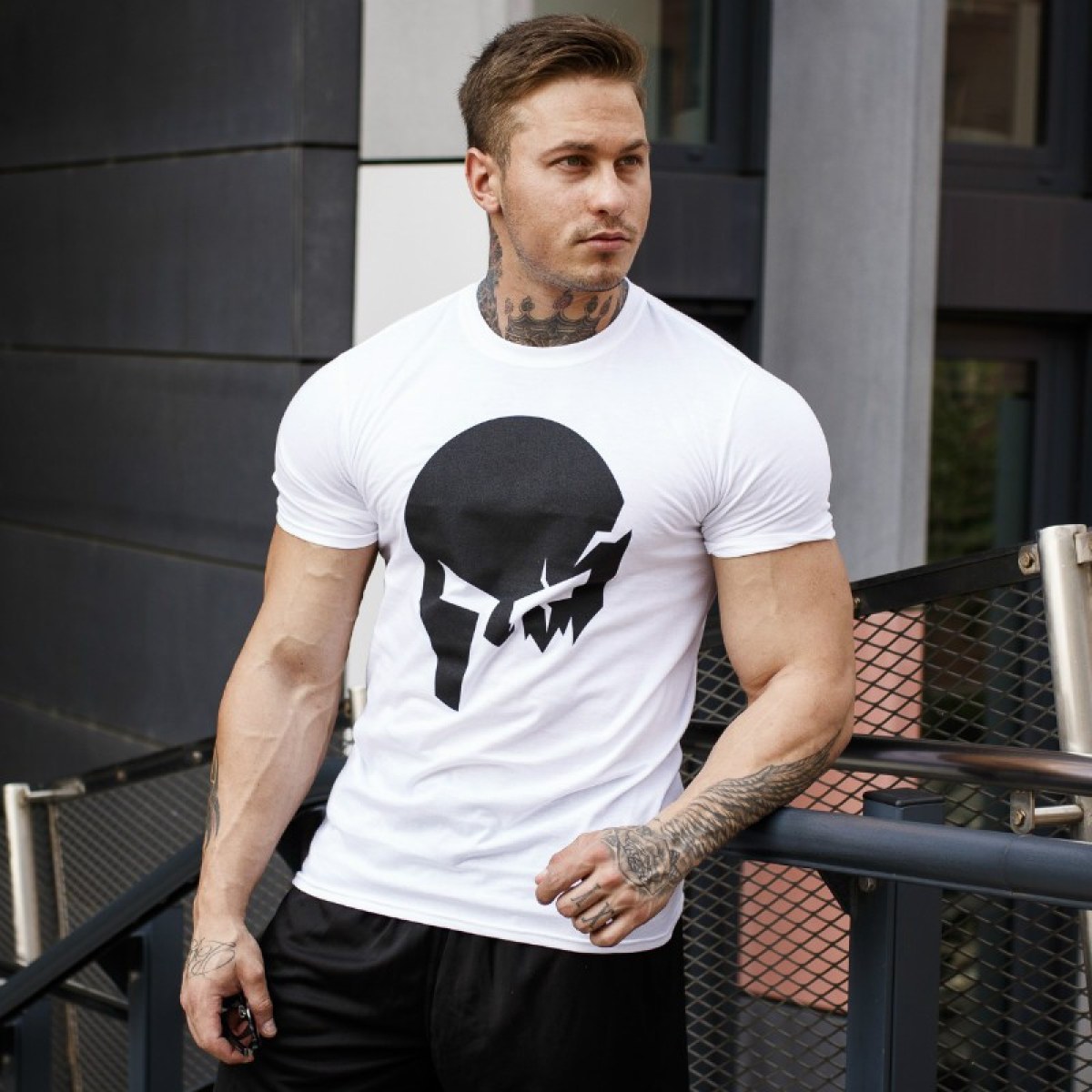 Ultrasoft tričko Iron Aesthetics Skull, biele · záber 2