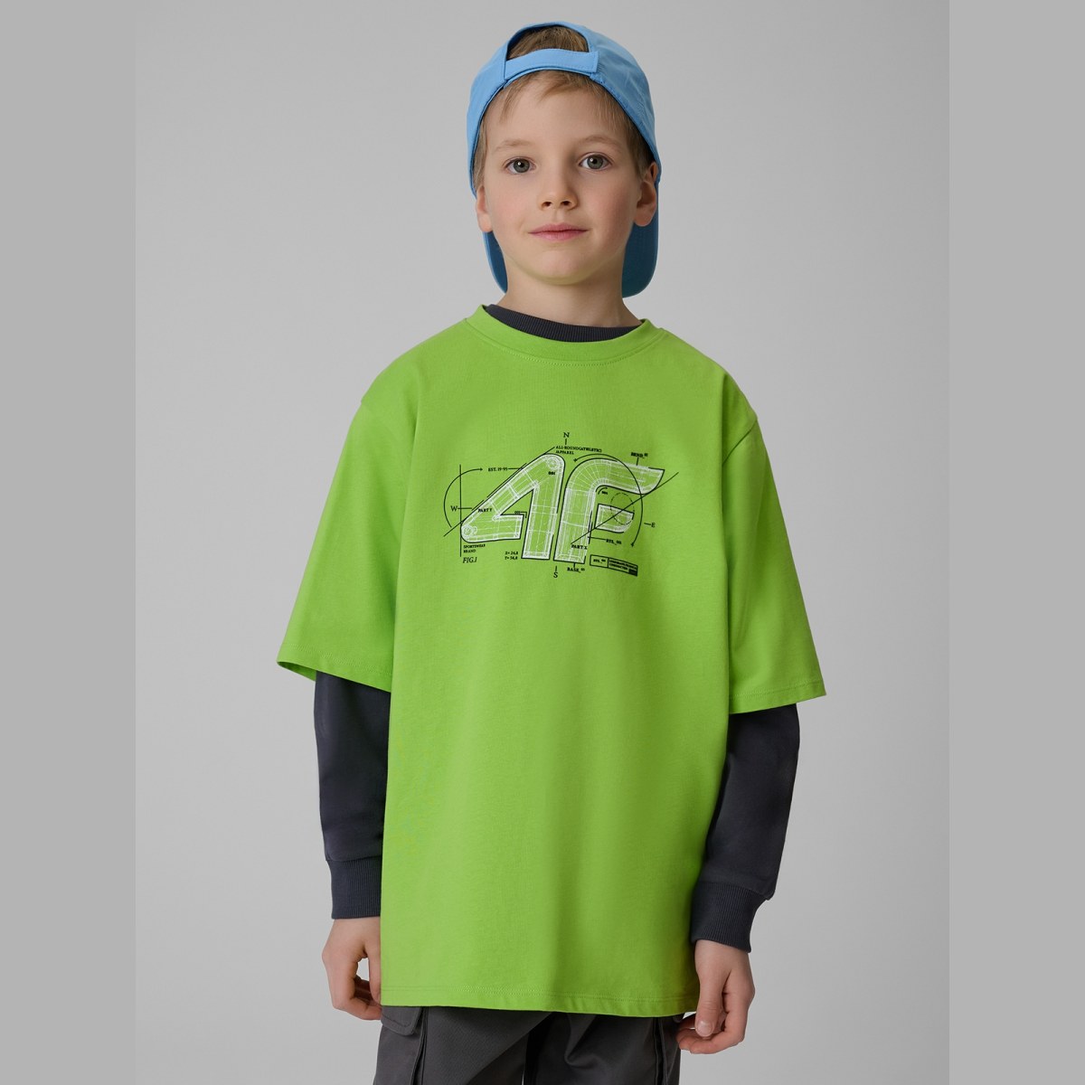 T-shirt loose s potlačou chlapčenský - zelený · záber 3