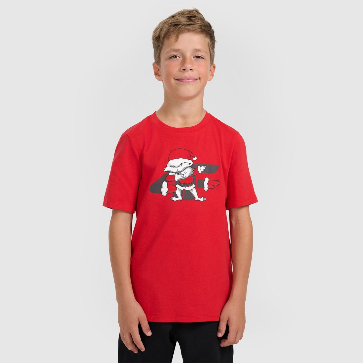 T-shirt regular s vianočnou potlačou chlapčenský - červený · záber 1