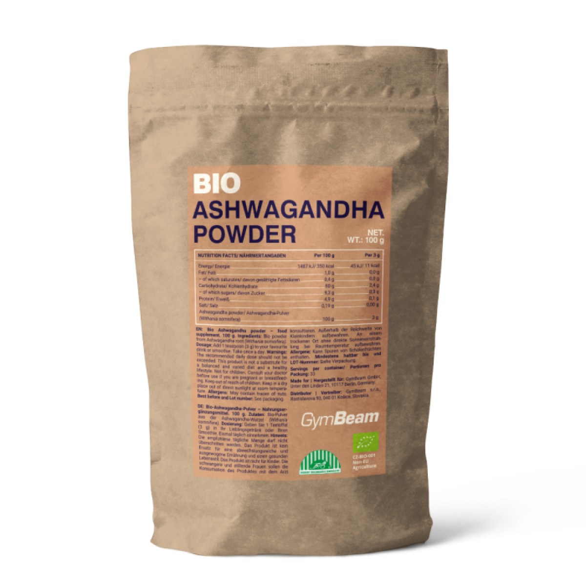 GymBeam BIO Ashwagandha prášok · záber 1