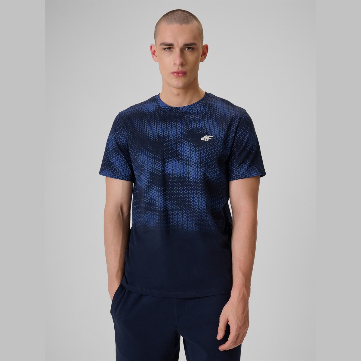 T-shirt regular s potlačou pánsky - tmavomodrý · záber 1