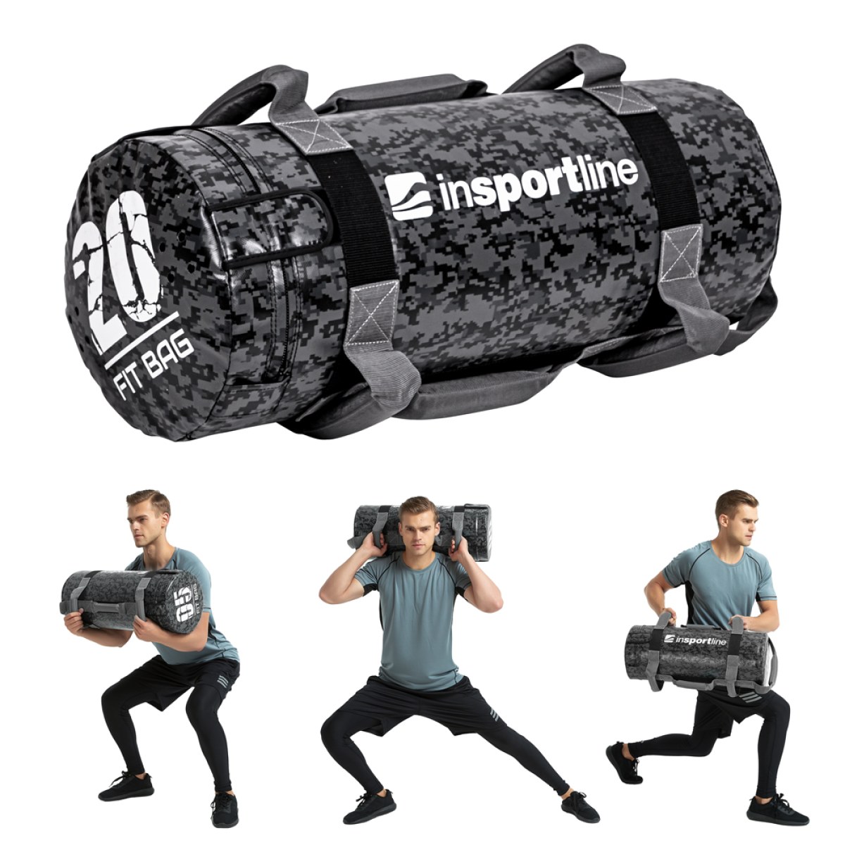 Posilňovací vak s úchopmi inSPORTline Fitbag Camu 20 kg · záber 1