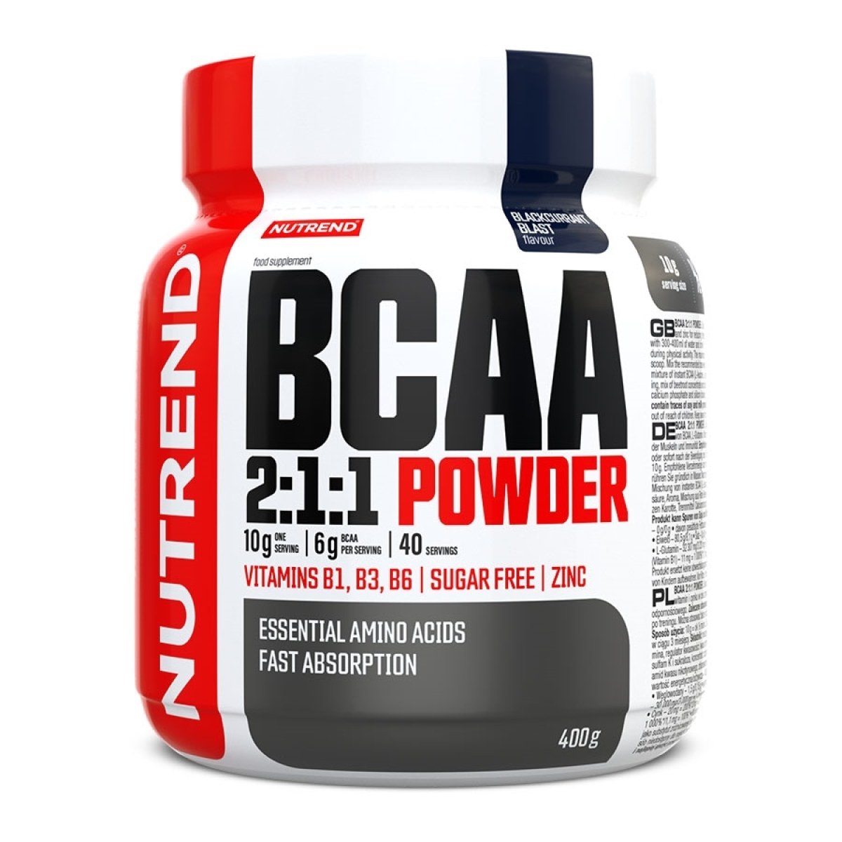 Nutrend BCAA 2:1:1 Powder 400 g čierna ríbezľa · záber 1