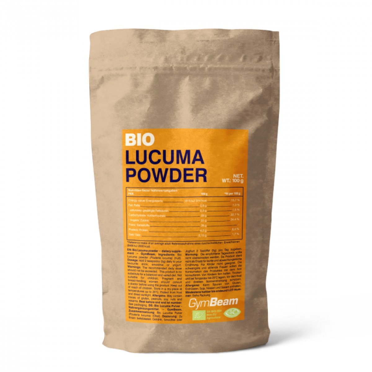GymBeam Bio Lucuma prášok - Hmotnosť: 0,121 g | Balenie: 16 · záber 1