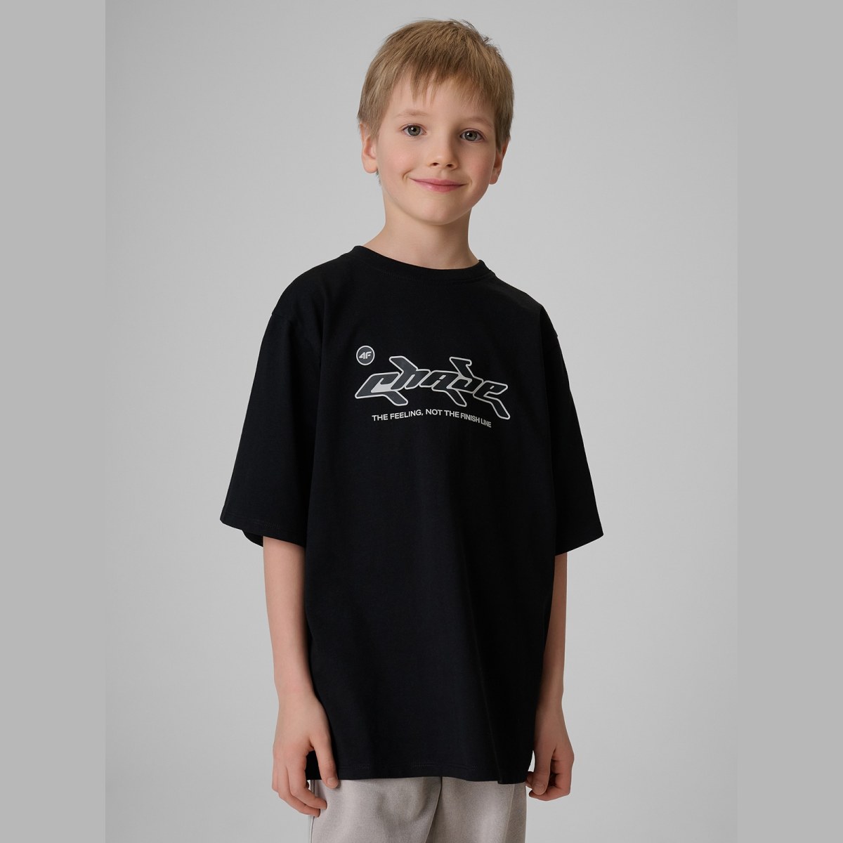 T-shirt loose s potlačou chlapčenský - čierny · záber 7