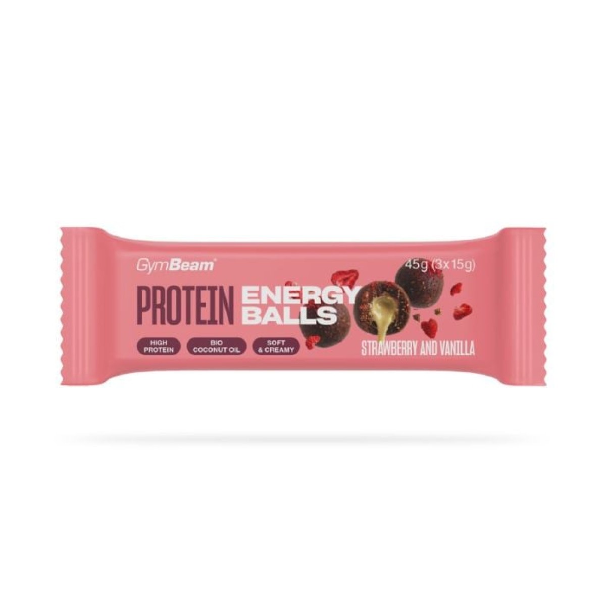 Protein energy balls - Gymbeam jahoda vanilka - Príchuť: Jahoda vanilka | Hmotnosť: 0,045 kg · záber 1