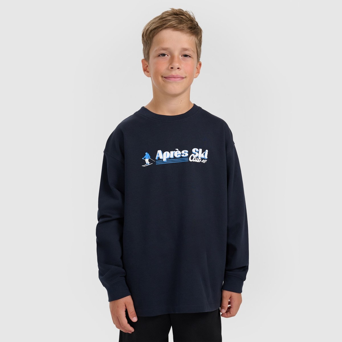 Chlapčenský regular longsleeve s potlačou - tmavomodrý · záber 1