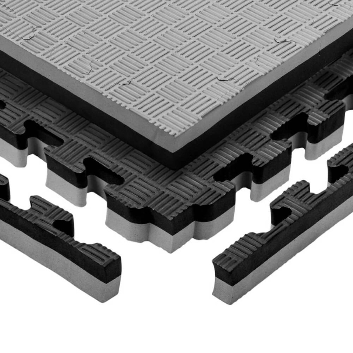 Puzzle tatami podložka inSPORTline Malmeida 100x100x4 cm - Farba: Čierna, Vzor 5 Prúžkov · záber 1