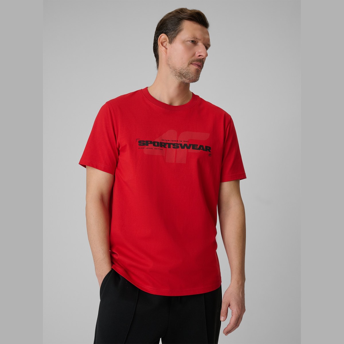 T-shirt regular s potlačou pánsky - červený · záber 1