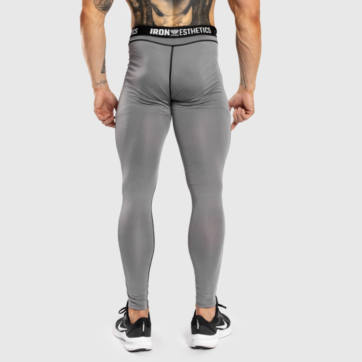 Pánske športové legíny Iron Aesthetics Dry Cool, sivé · záber 4